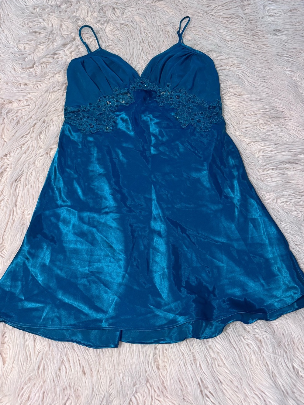 Victoria’s Secret Vintage Nightgown Jade Green Lacy Short Size Medium Gold Label
